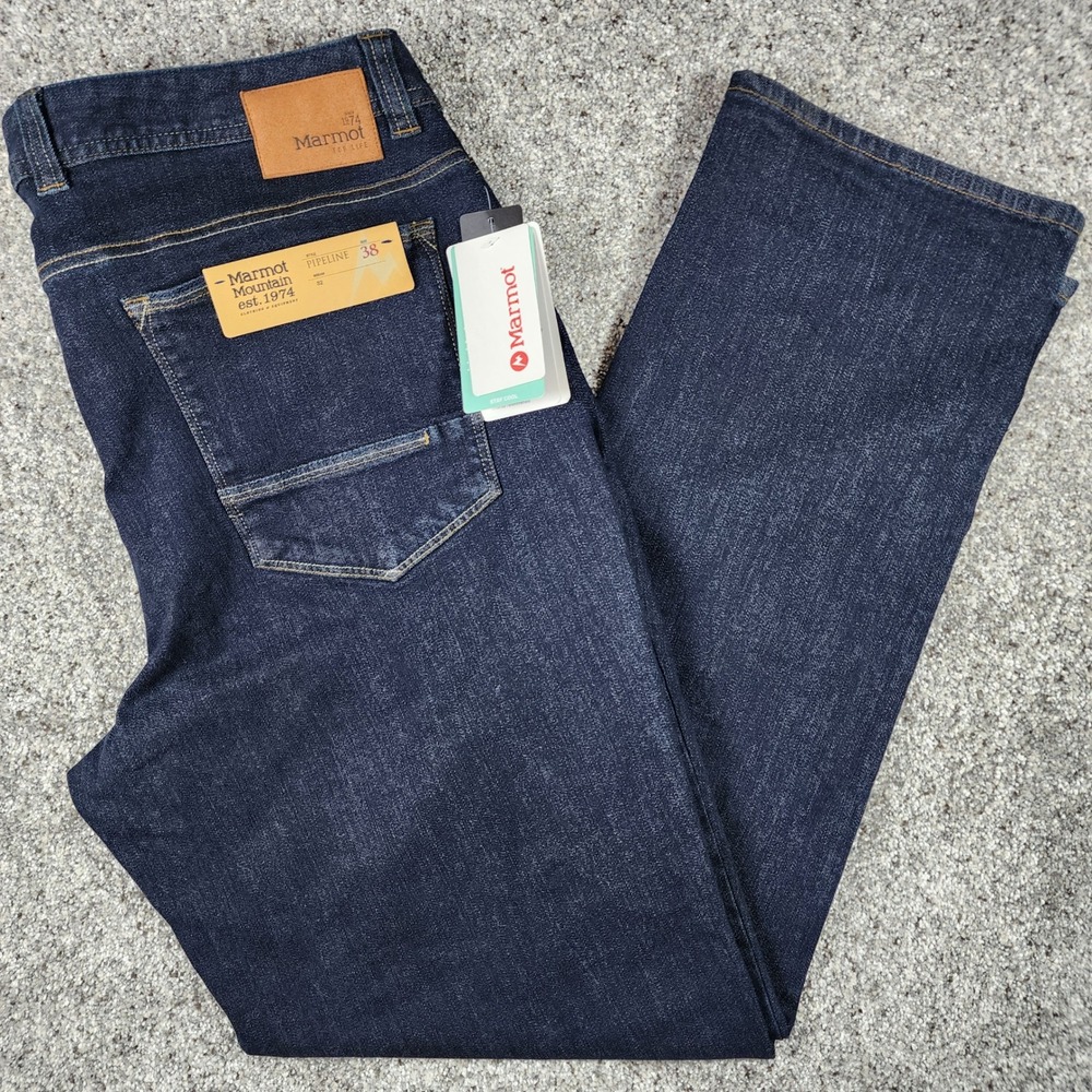 Marmot Pipeline Jean Men 38 Regular Fit Dark Indigo Stretch NWT